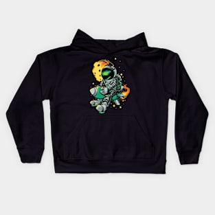 Astronaut Riding Rocket Kids Hoodie